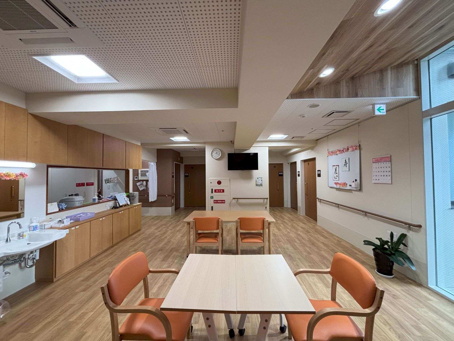 明るい共有スペース