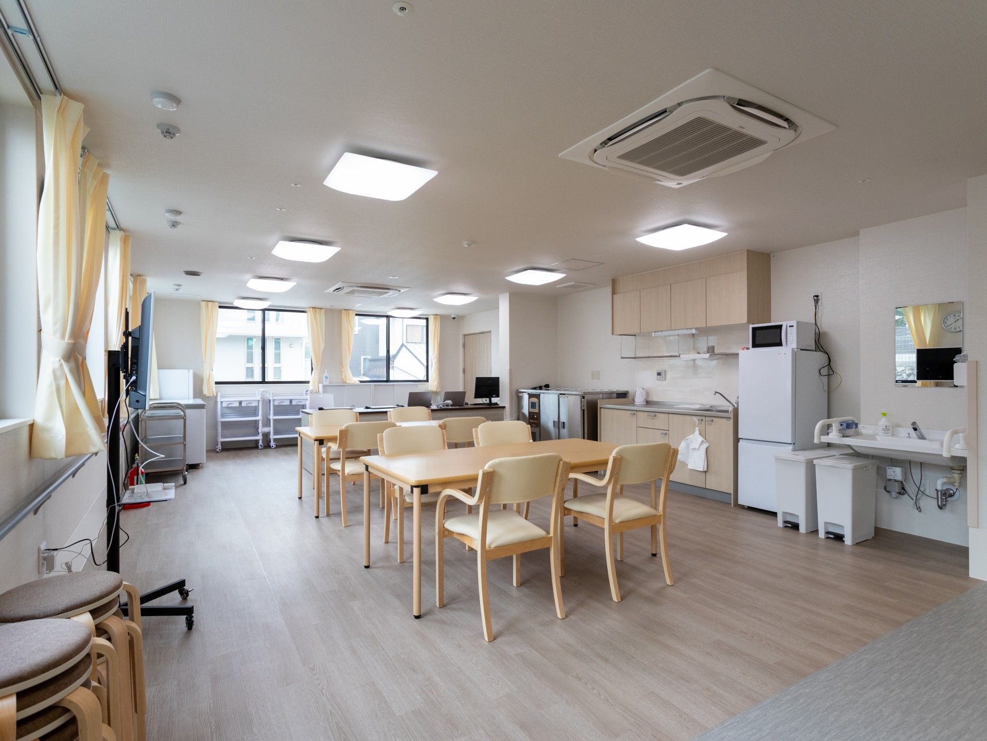 明るい共有スペース