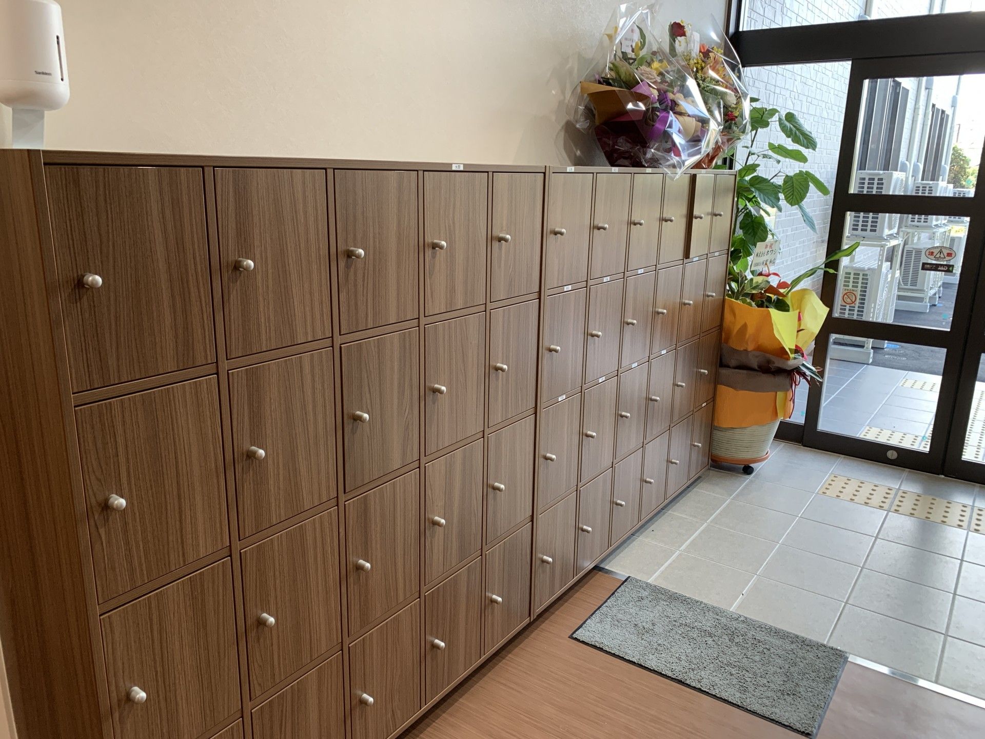 靴箱と植物のある玄関