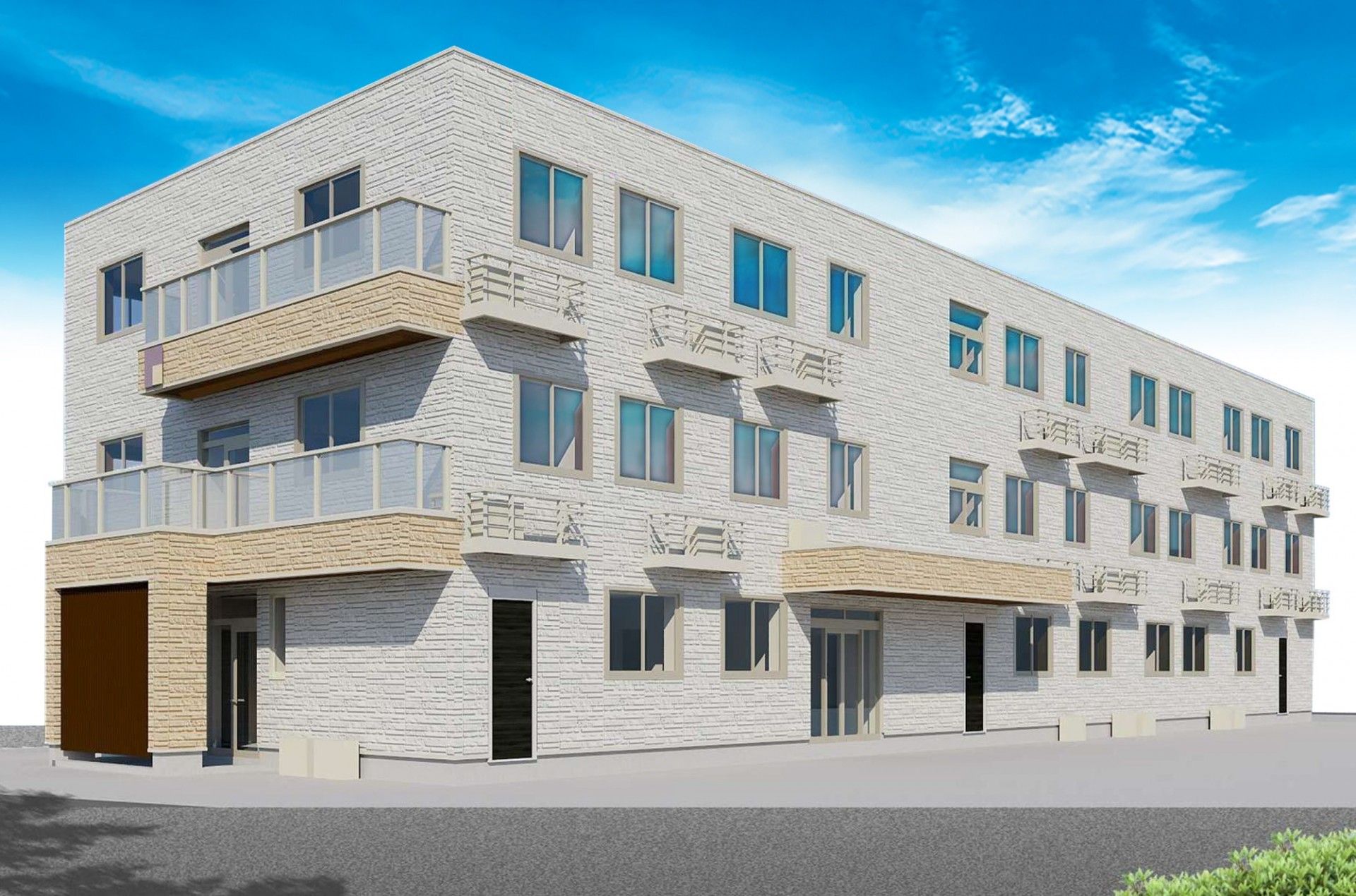 白い外壁の建物