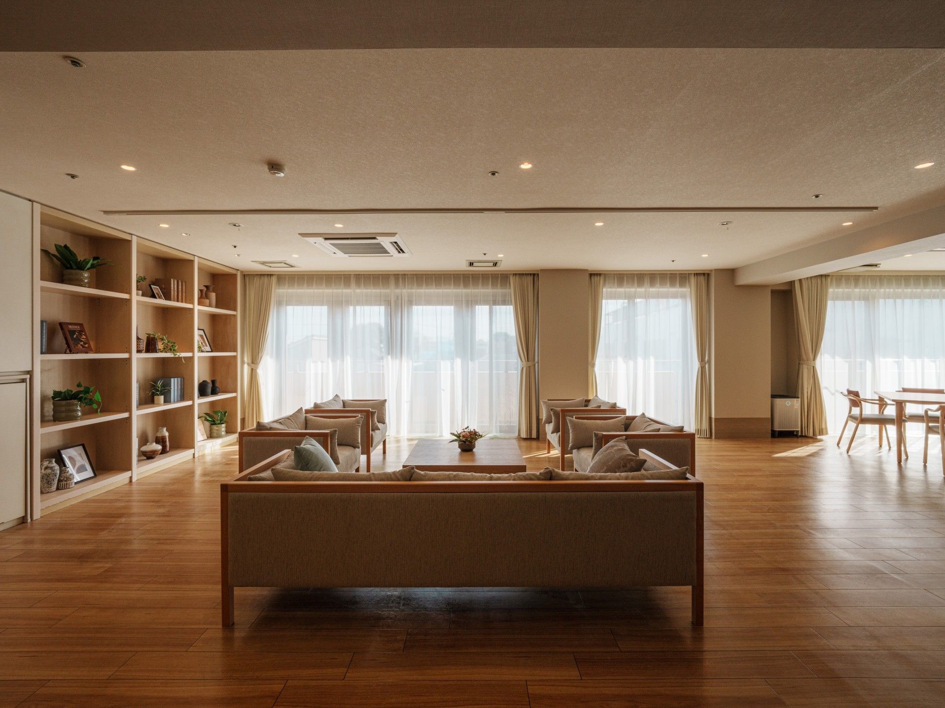 明るい共有スペース