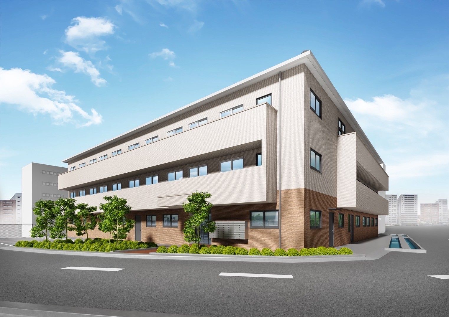 緑に囲まれた建物外観