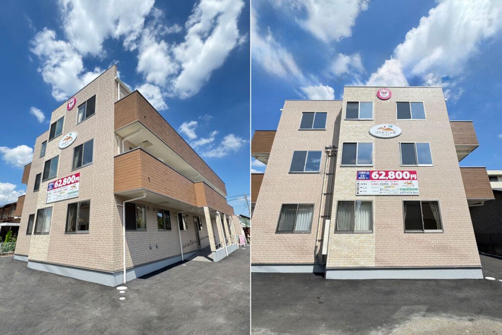 青空の下の建物外観