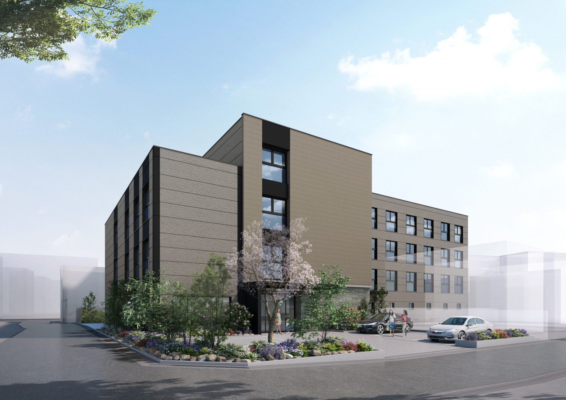 緑豊かな建物の外観