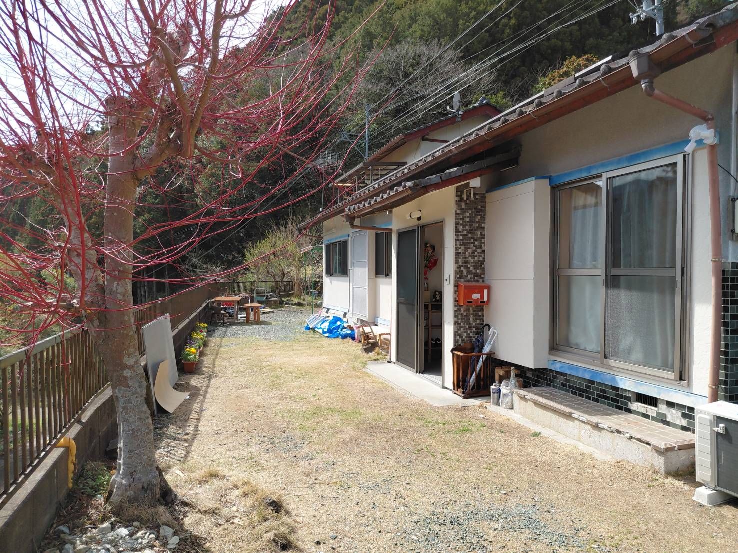 自然に囲まれた建物の外観