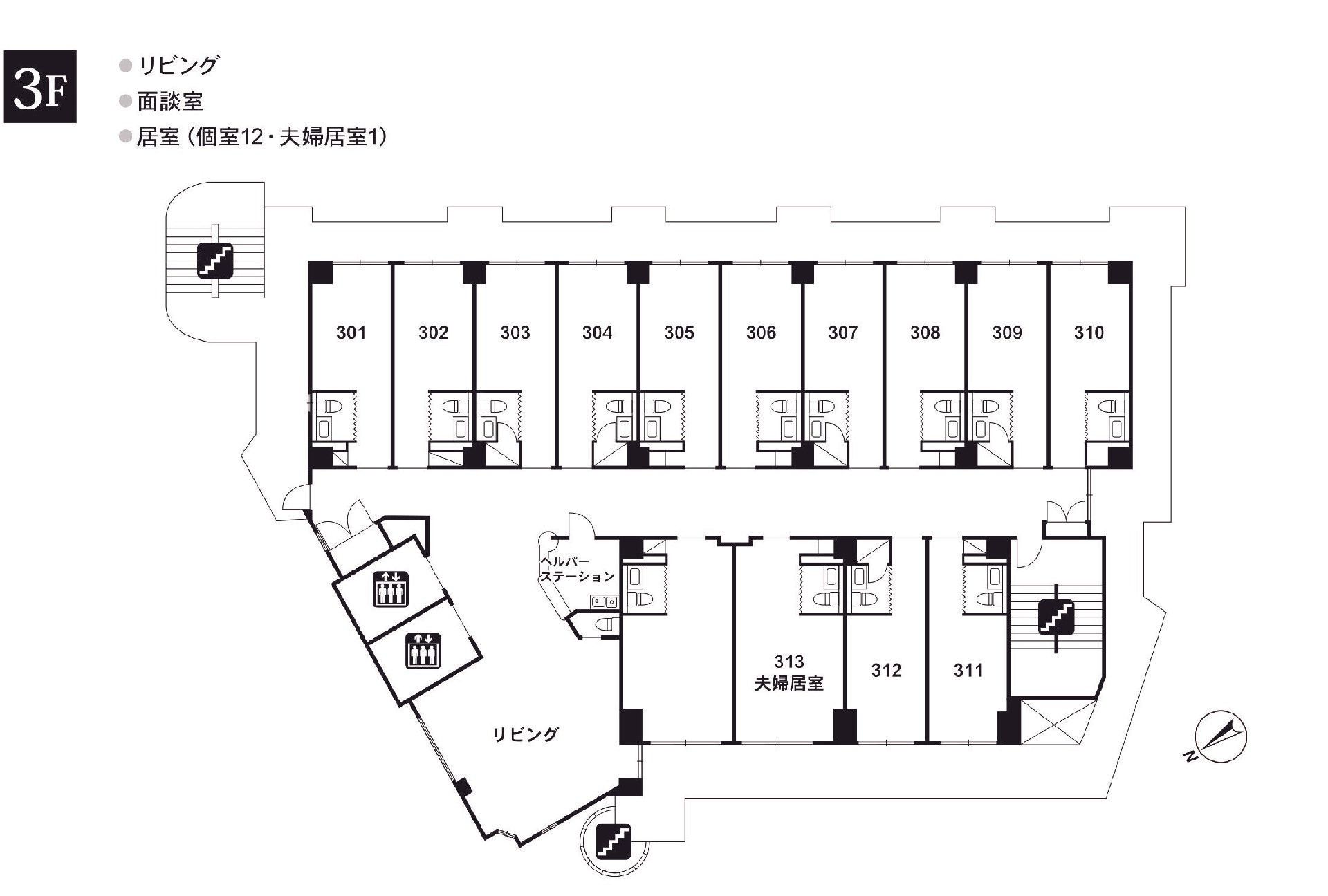 ライフコミューン西葛西の3Ｆのフロアマップ