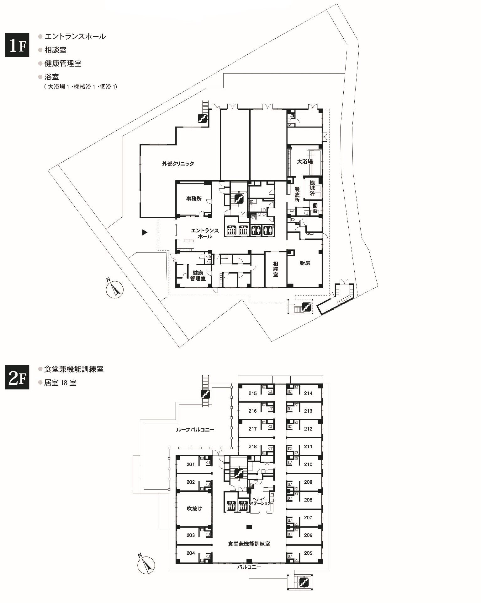 ライフコミューン上板橋の1～2Ｆのフロアマップ