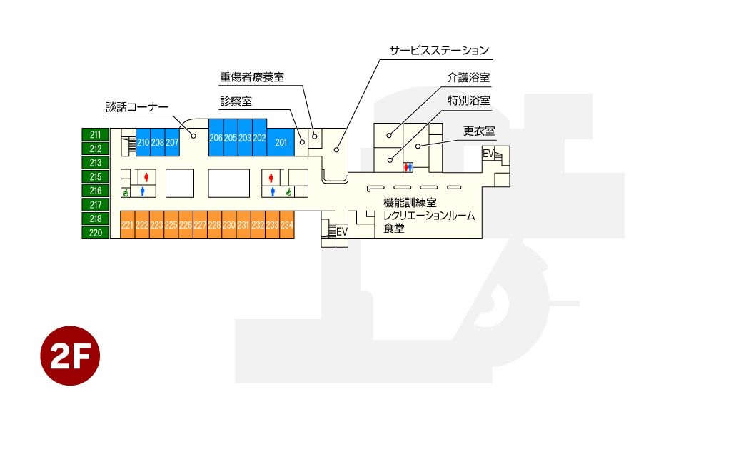明瞭な施設のフロアプラン