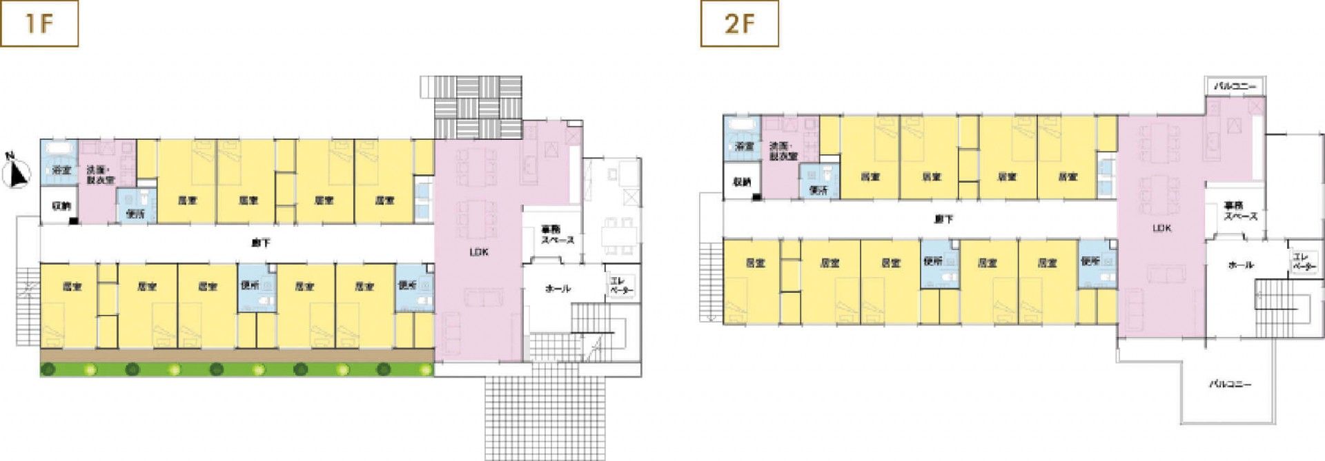 1階と2階の間取り図