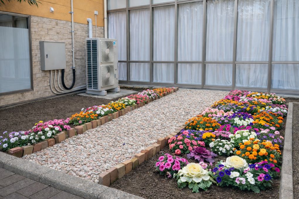 色とりどりの花壇