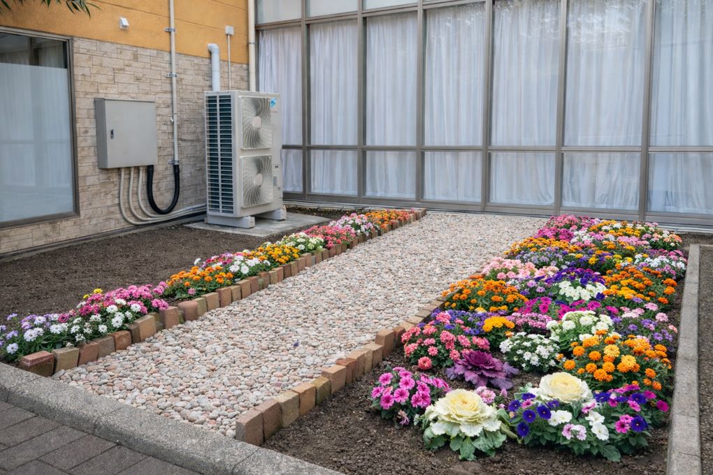 色とりどりの花壇