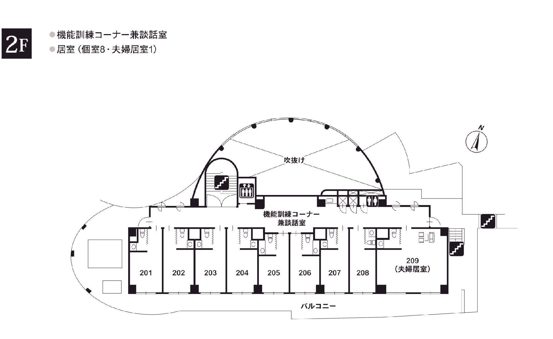 ライフコミューン船橋の2Ｆのフロアマップ