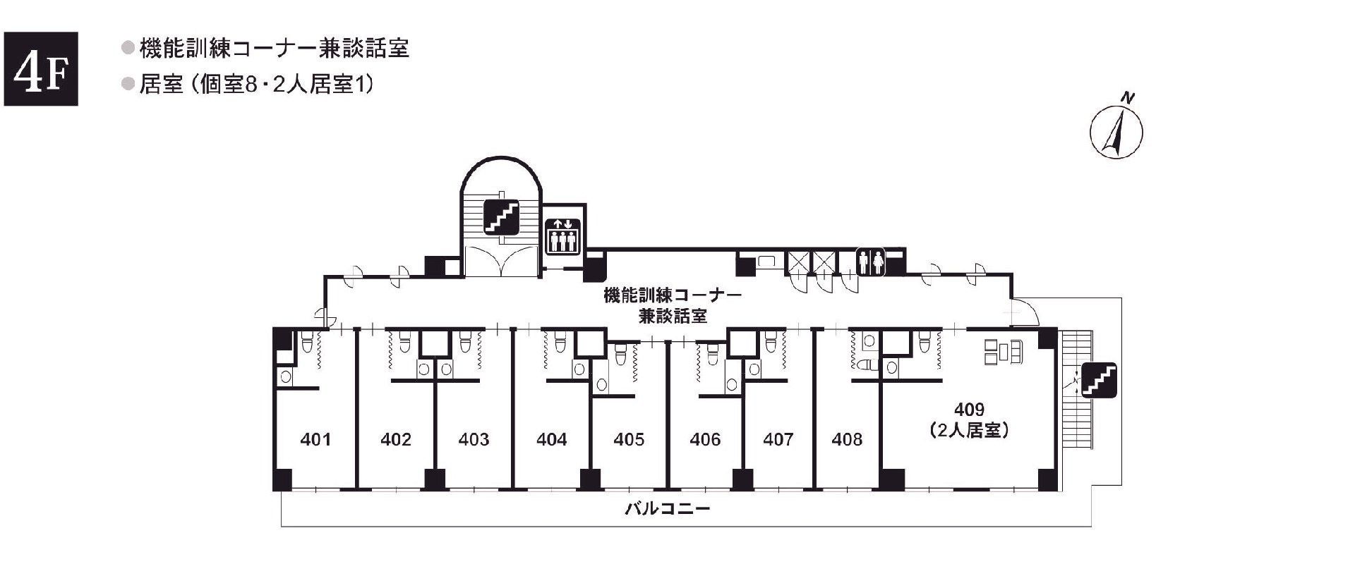 ライフコミューン船橋の4Ｆのフロアマップ