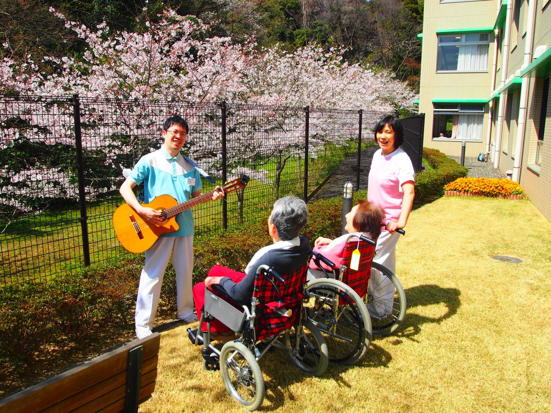 春の庭園での憩い